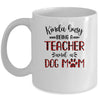 Kinda Busy Being A Teacher And A Dog Mom Red Plaid Mug Coffee Mug | Teecentury.com