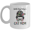 Kinda busy being a Cat Mom Messy Bun Life Hair Glasses Mug Coffee Mug | Teecentury.com