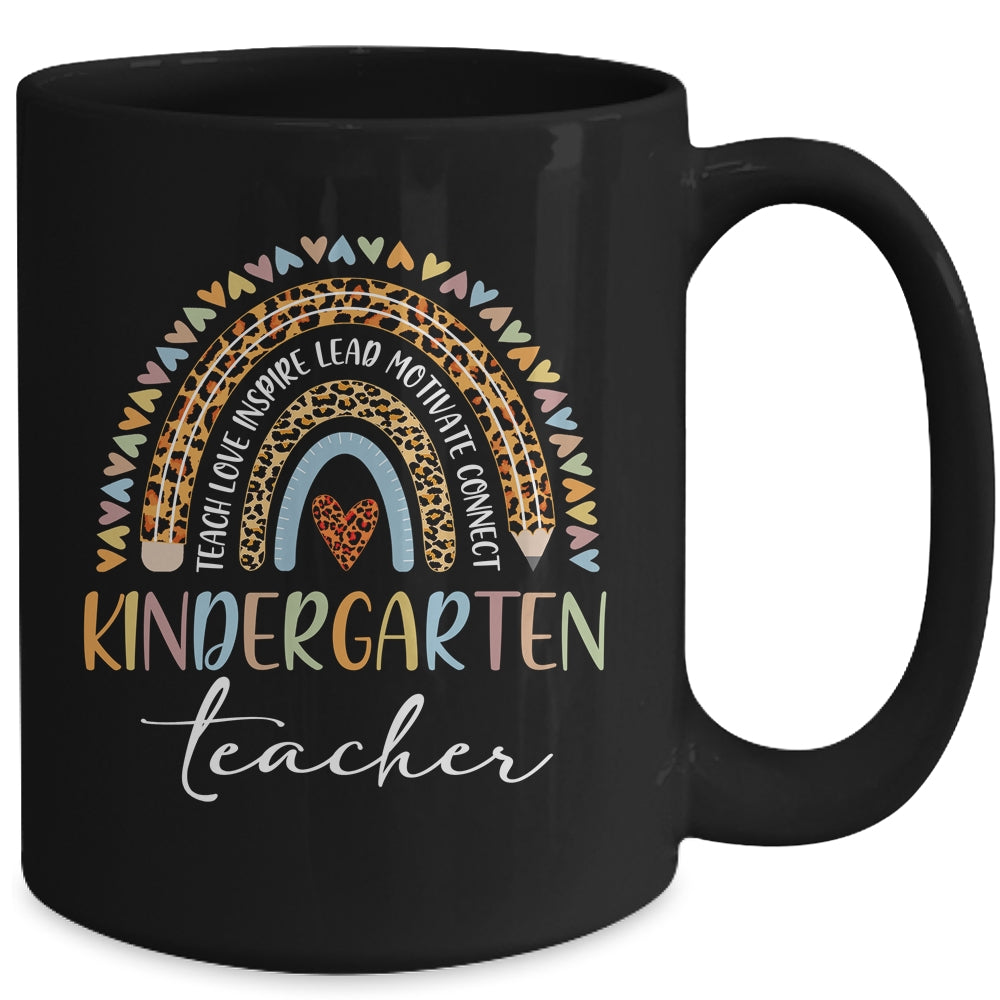 Kindergarten Teacher Leopard Rainbow Teacher Team Kindergarten Mug Coffee Mug | Teecentury.com
