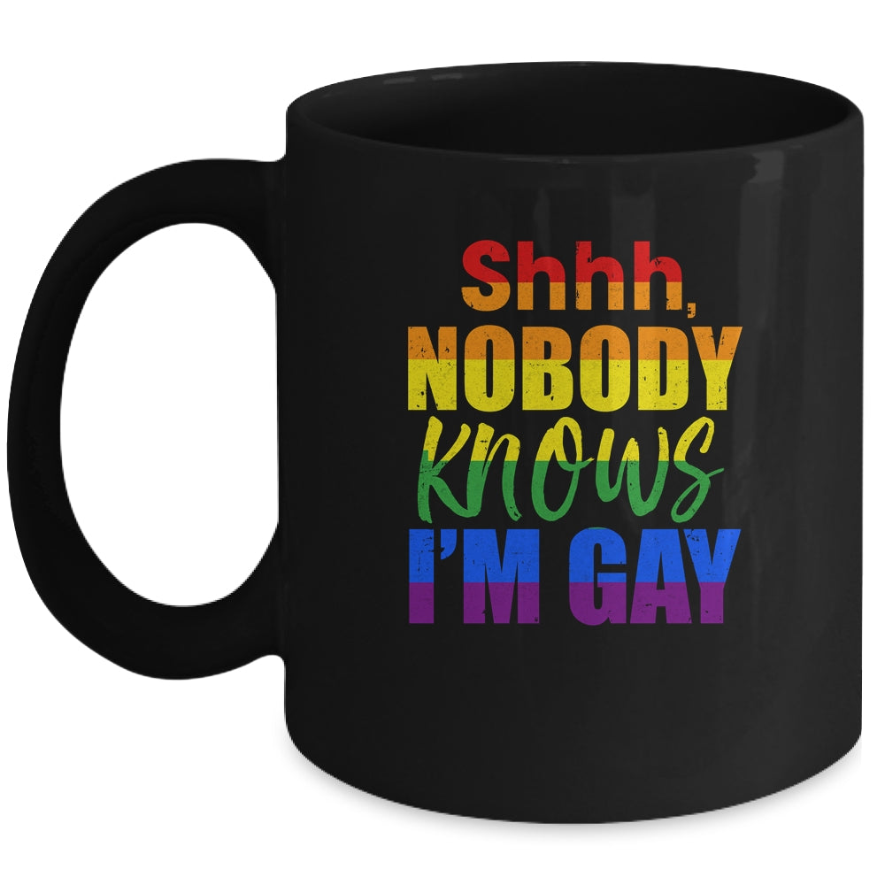LGBTQ Equality Bisexual Lesbian Shh Nobody Knows Im Gay Mug Coffee Mug | Teecentury.com