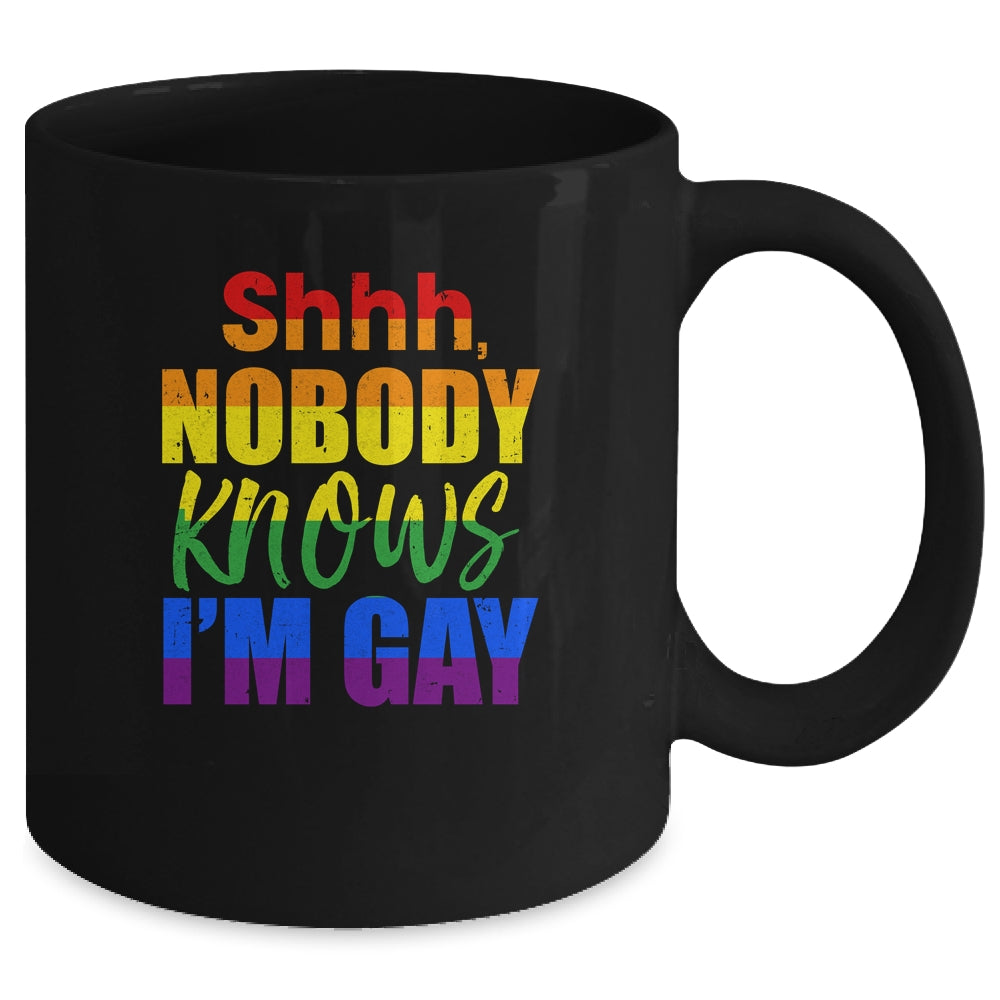 LGBTQ Equality Bisexual Lesbian Shh Nobody Knows Im Gay Mug Coffee Mug | Teecentury.com