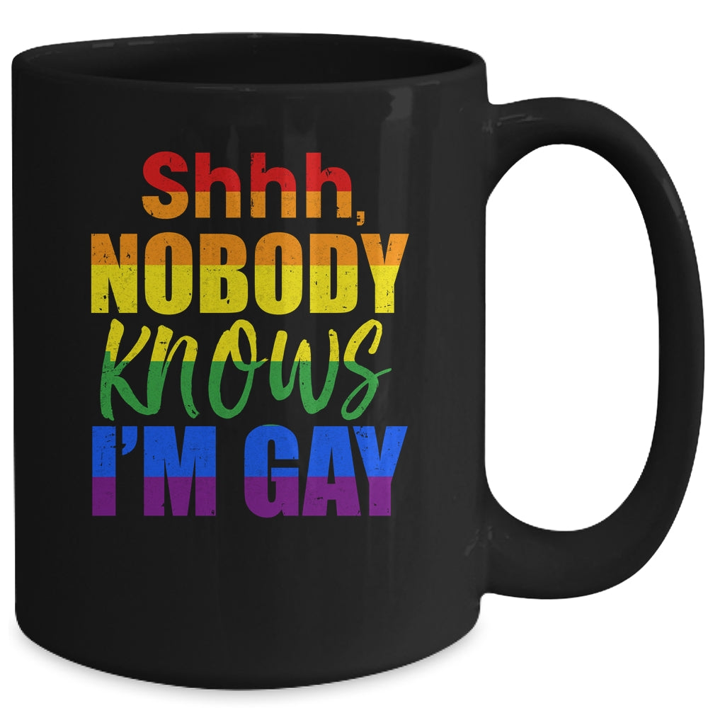 LGBTQ Equality Bisexual Lesbian Shh Nobody Knows Im Gay Mug Coffee Mug | Teecentury.com