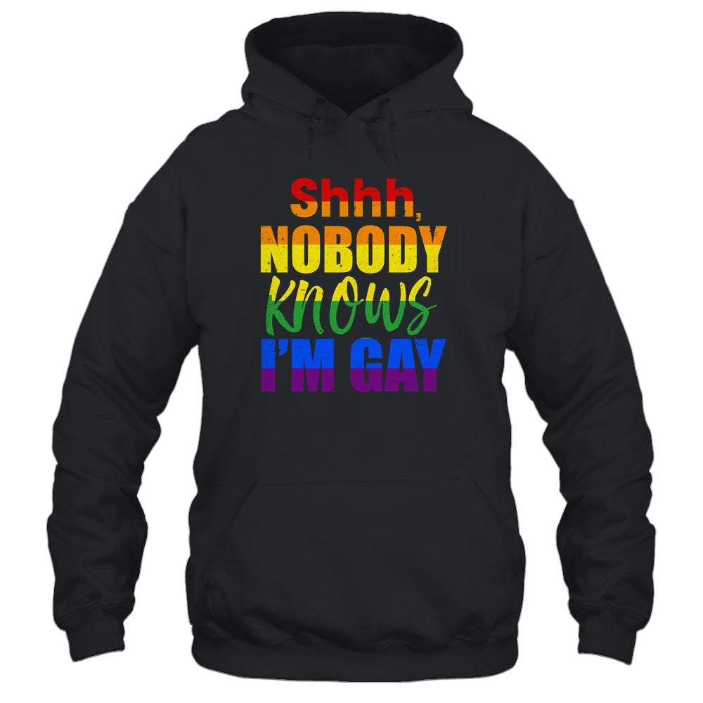 LGBTQ Equality Bisexual Lesbian Shh Nobody Knows Im Gay T-Shirt & Hoodie | Teecentury.com