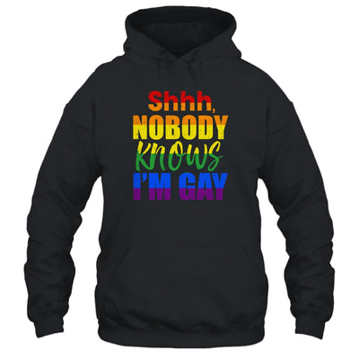 LGBTQ Equality Bisexual Lesbian Shh Nobody Knows Im Gay T-Shirt & Hoodie | Teecentury.com