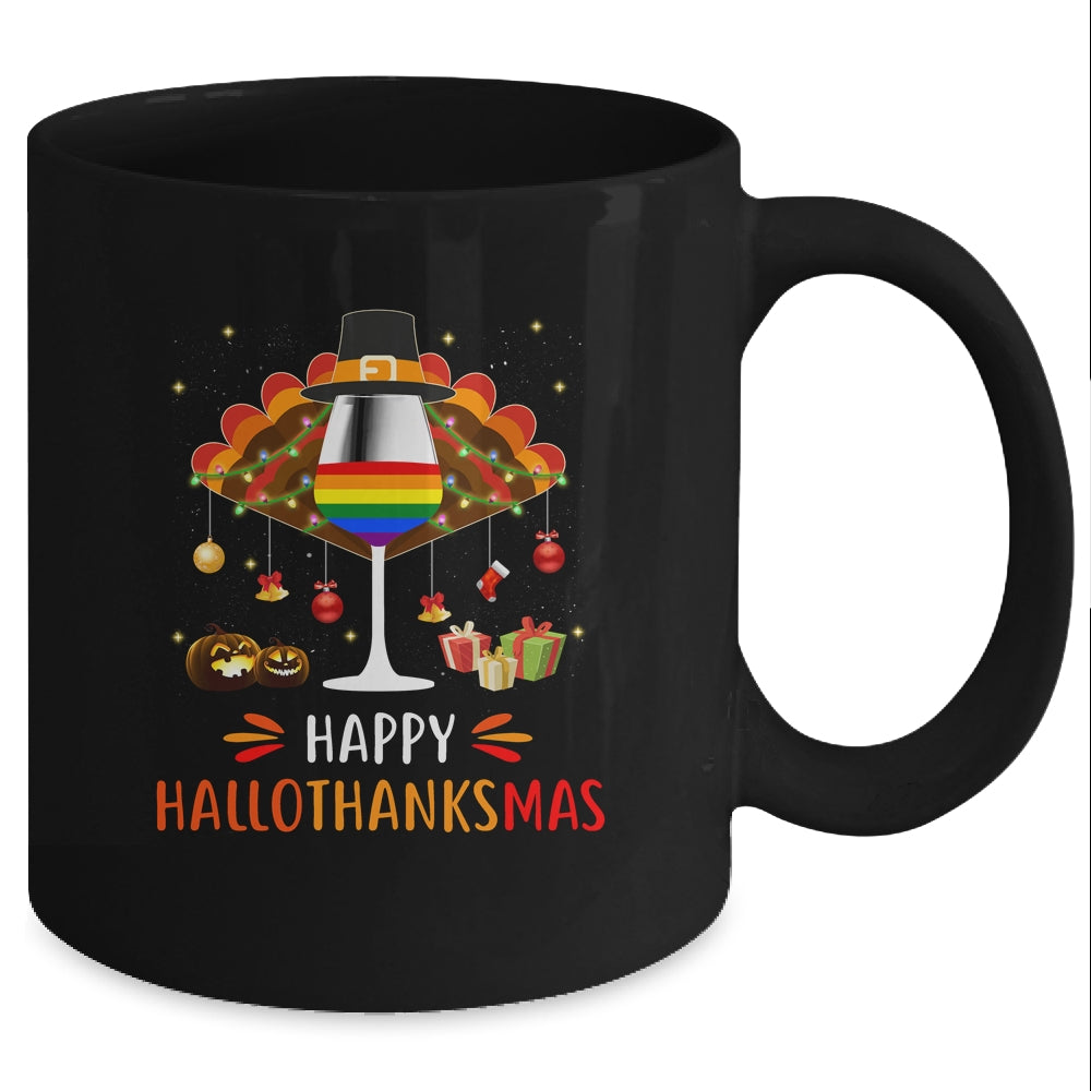 LGBT Happy HalloThanksmas Halloween Thanksgiving Wine Turkey Mug Coffee Mug | Teecentury.com