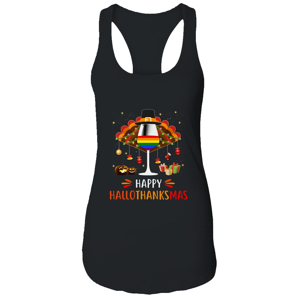 LGBT Happy HalloThanksmas Halloween Thanksgiving Wine Turkey T-Shirt & Tank Top | Teecentury.com