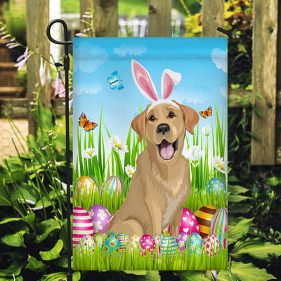 Labrador Happy Easter Day Holiday Flag Funny Dog Dog Wear Bunny Ears Headband Cute for Home Decor | teecentury