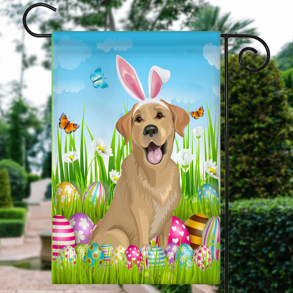 Labrador Happy Easter Day Holiday Flag Funny Dog Dog Wear Bunny Ears Headband Cute for Home Decor | teecentury