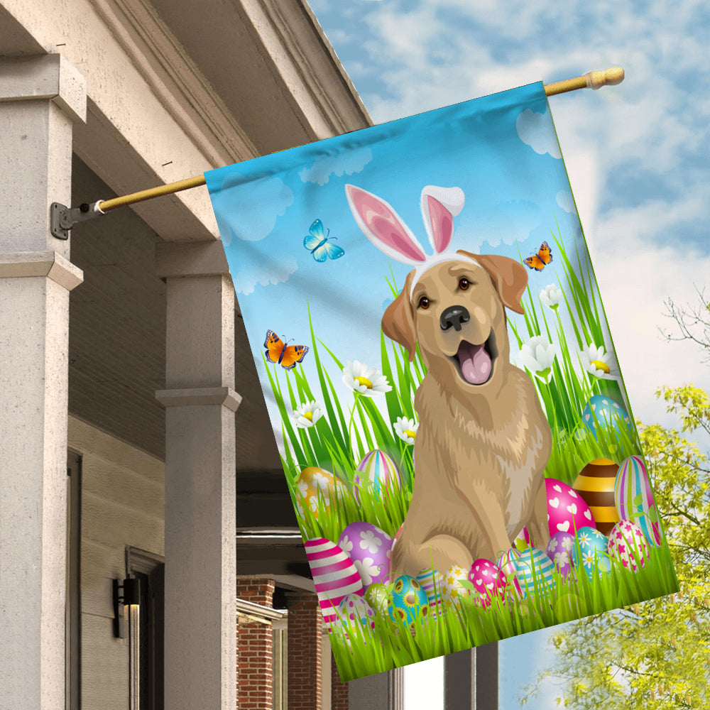 Labrador Happy Easter Day Holiday Flag Funny Dog Dog Wear Bunny Ears Headband Cute for Home Decor | teecentury