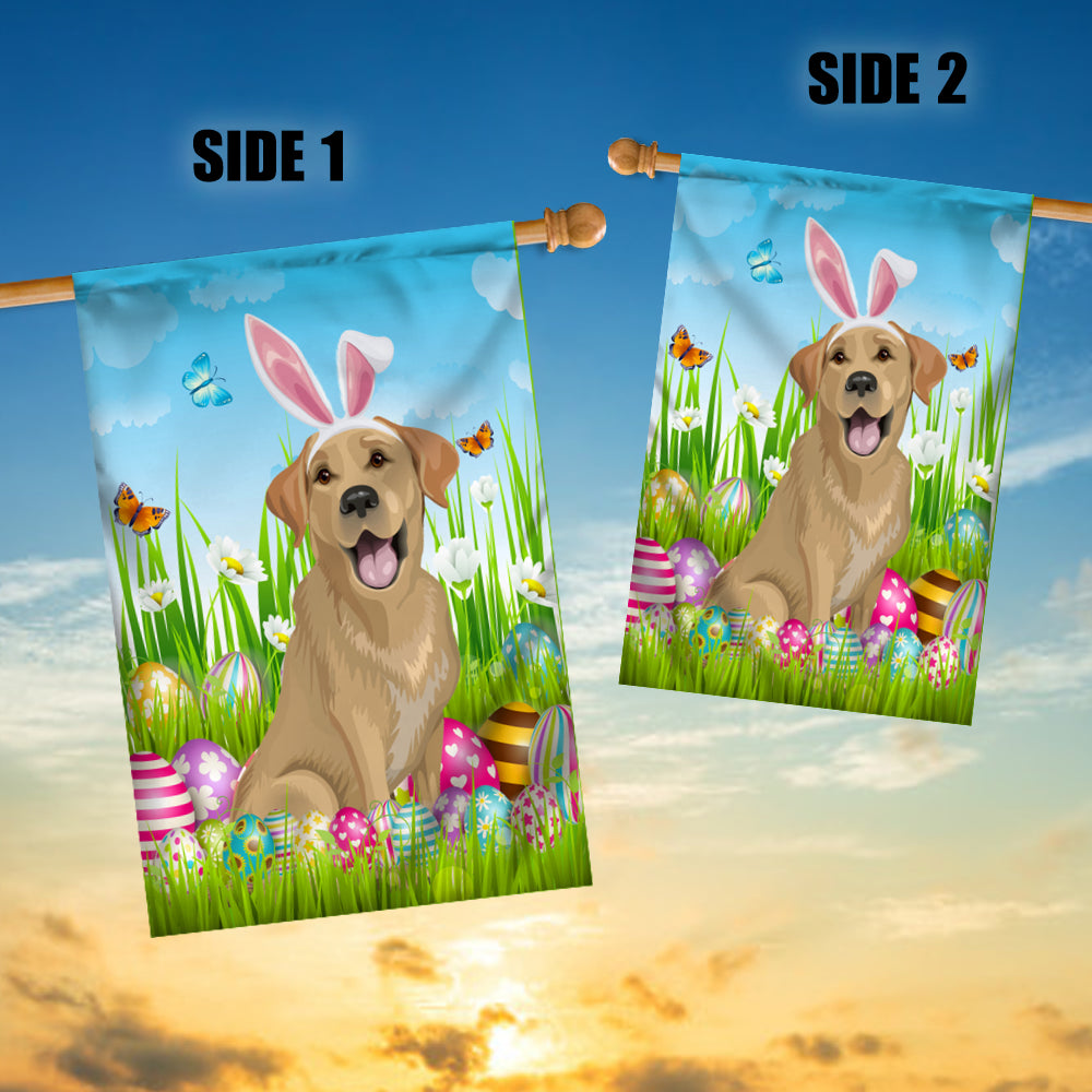 Labrador Happy Easter Day Holiday Flag Funny Dog Dog Wear Bunny Ears Headband Cute for Home Decor | teecentury