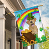 Labrador St Patrick's Day Dog Flag Funny Peeking Dog Wear Green Hat Golden Pot Coin Shamrock Rainbow Spring Banner for Home Decor | teecentury