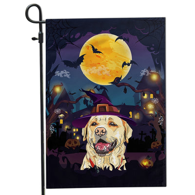 Labrador Witch Halloween Flag Castle Background For Dog Lover Home Flag | Teecentury.com