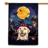 Labrador Witch Halloween Flag Castle Background For Dog Lover Home Flag | Teecentury.com
