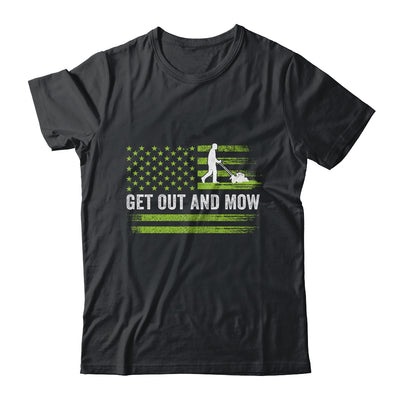 Lawn Care Grass Mower Get Out And Mow Gardener American Flag T-Shirt & Hoodie | Teecentury.com
