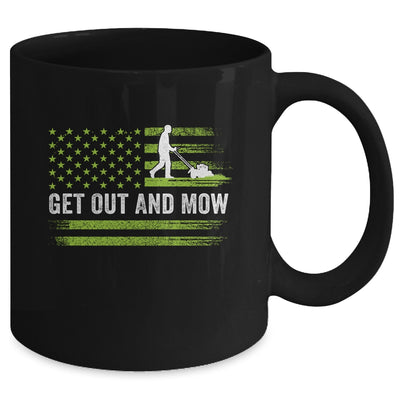 Lawn Care Grass Mower Get Out And Mow Gardener American Flag Mug Coffee Mug | Teecentury.com
