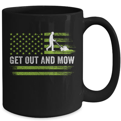 Lawn Care Grass Mower Get Out And Mow Gardener American Flag Mug Coffee Mug | Teecentury.com