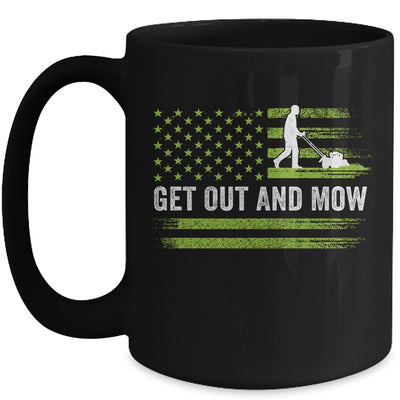 Lawn Care Grass Mower Get Out And Mow Gardener American Flag Mug Coffee Mug | Teecentury.com