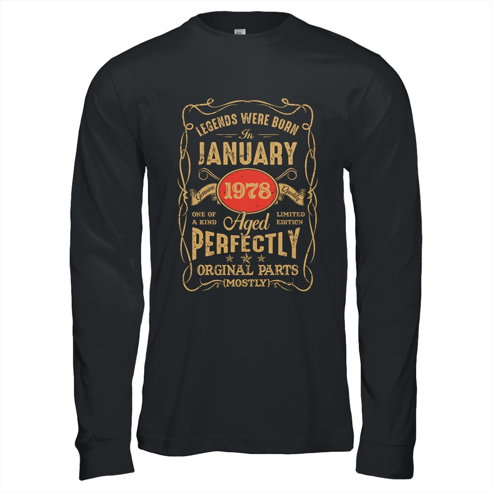 Legends Born In January 1978 45 Years Old 45th Birthday Shirt & Hoodie | teecentury