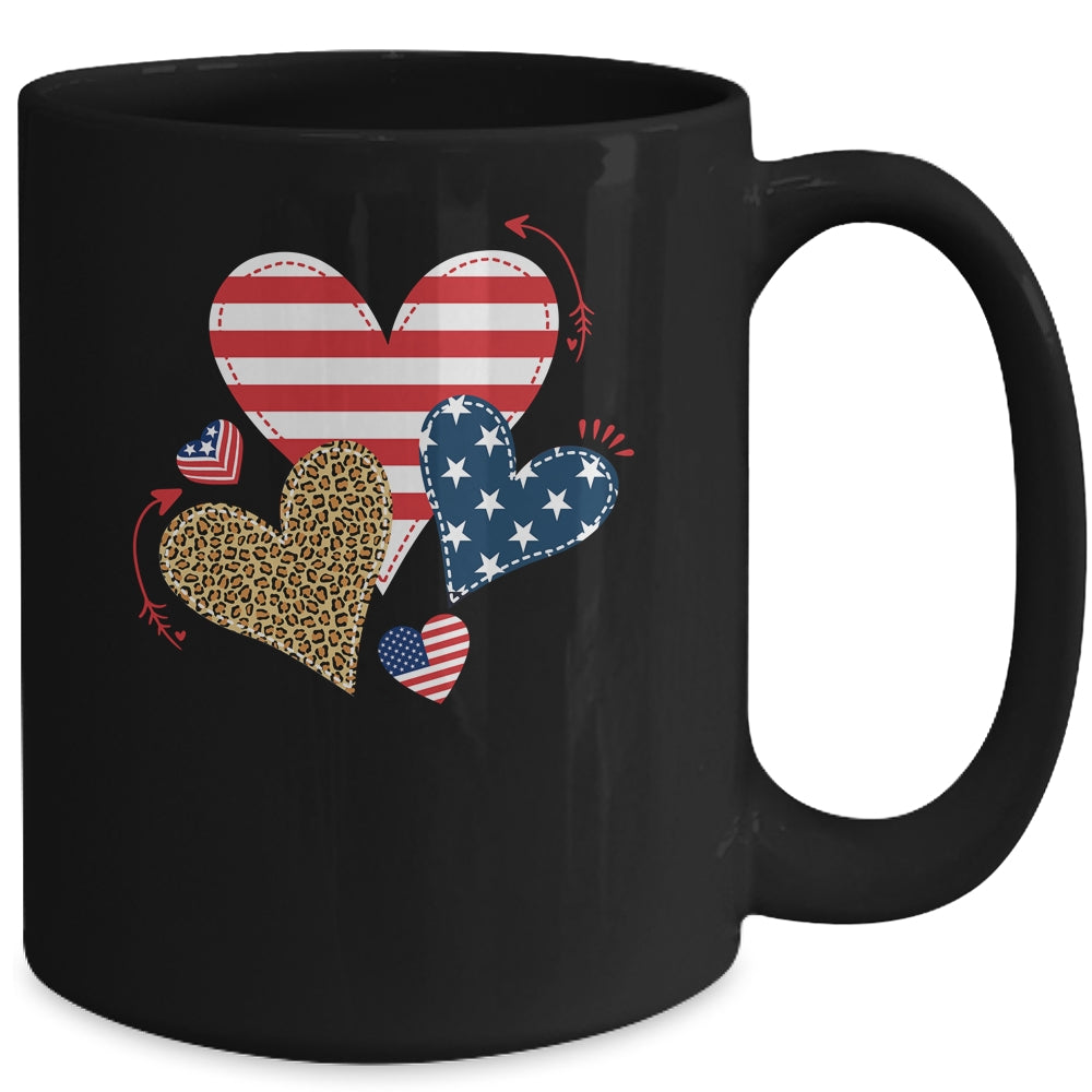 Leopard American Flag Hearts Cute 4Th Of July For Women Mug Coffee Mug | Teecentury.com