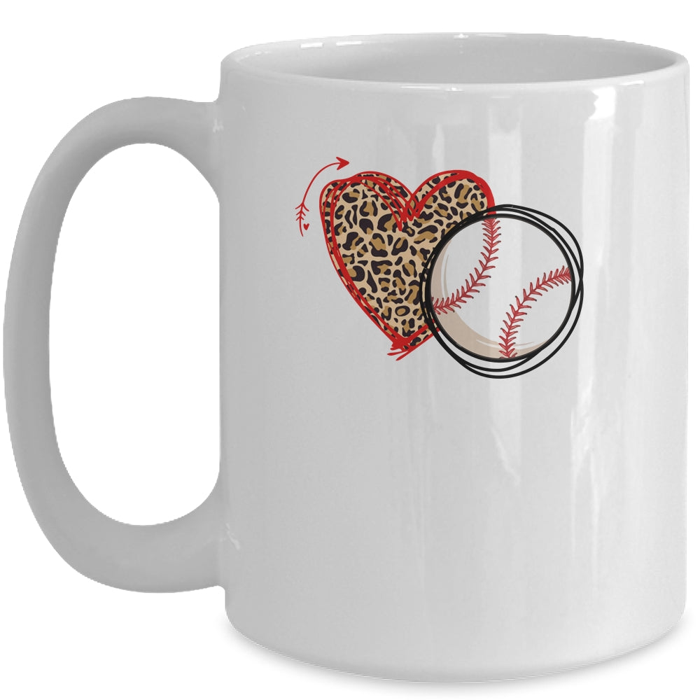 Leopard Baseball Love Heart Baseball Lover Baseball Season Mug Coffee Mug | Teecentury.com