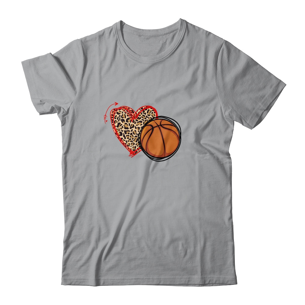Leopard Basketball Love Heart Basketball Lover Basketball Season T-Shirt & Tank Top | Teecentury.com