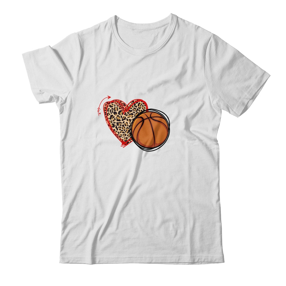 Leopard Basketball Love Heart Basketball Lover Basketball Season T-Shirt & Tank Top | Teecentury.com