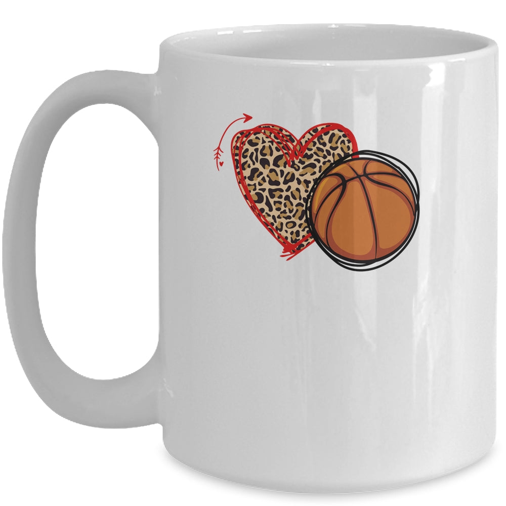 Leopard Basketball Love Heart Basketball Lover Basketball Season Mug Coffee Mug | Teecentury.com