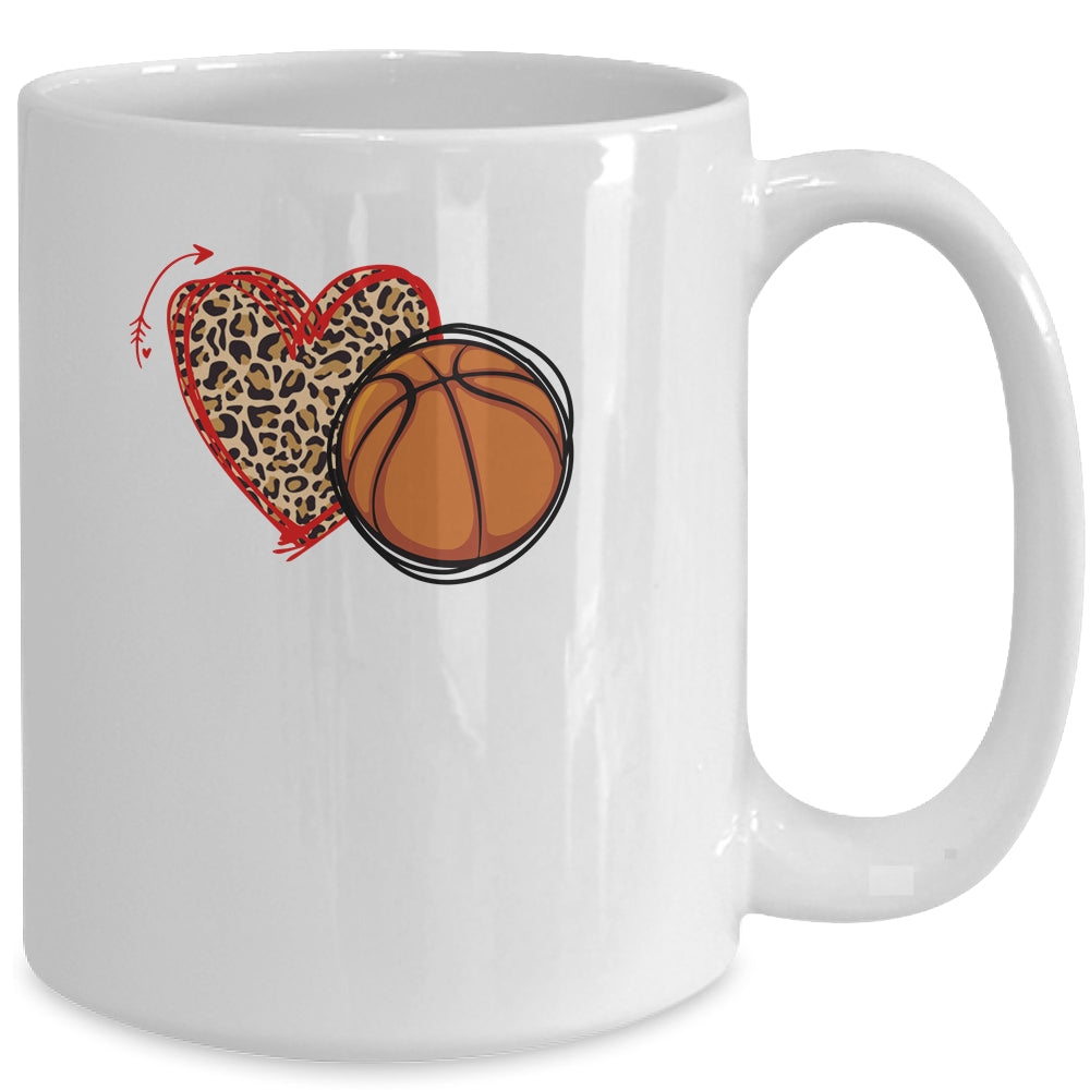 Leopard Basketball Love Heart Basketball Lover Basketball Season Mug Coffee Mug | Teecentury.com