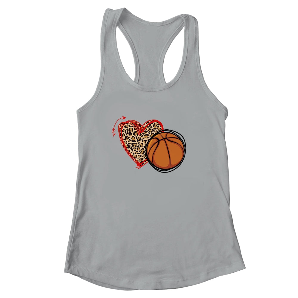Leopard Basketball Love Heart Basketball Lover Basketball Season T-Shirt & Tank Top | Teecentury.com