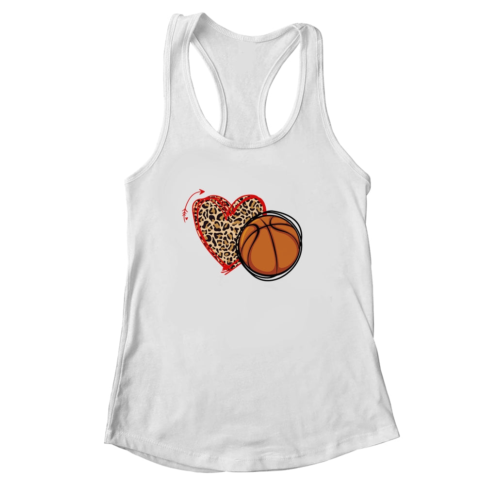 Leopard Basketball Love Heart Basketball Lover Basketball Season T-Shirt & Tank Top | Teecentury.com