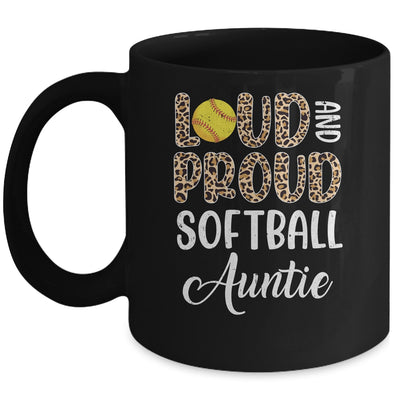 Leopard Loud Proud American Softball Auntie Family Mug | teecentury