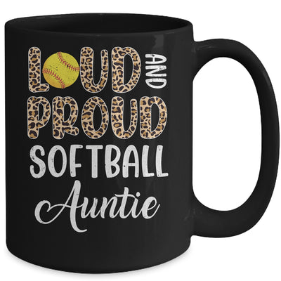 Leopard Loud Proud American Softball Auntie Family Mug | teecentury