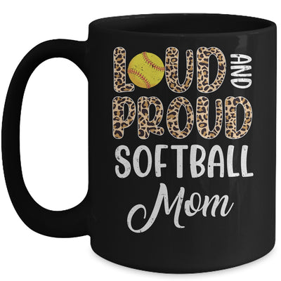 Leopard Loud Proud American Softball Mom Family Mug | teecentury