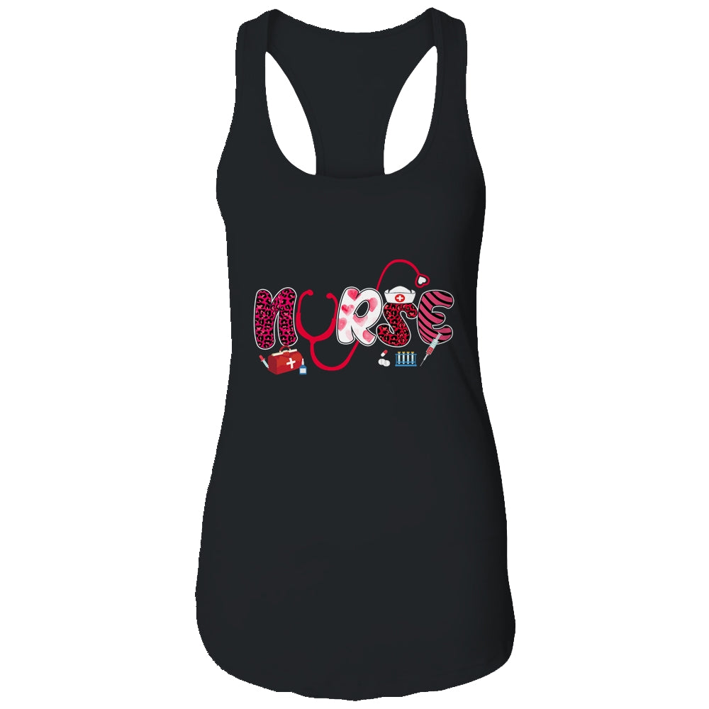 Leopard Love Stethoscope Nurse Life Valentines Day Gift T-Shirt & Tank Top | Teecentury.com