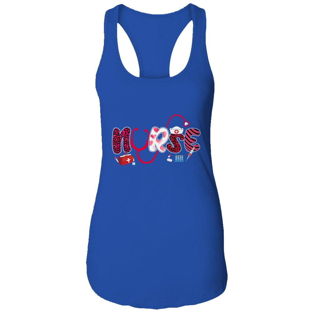 Leopard Love Stethoscope Nurse Life Valentines Day Gift T-Shirt & Tank Top | Teecentury.com