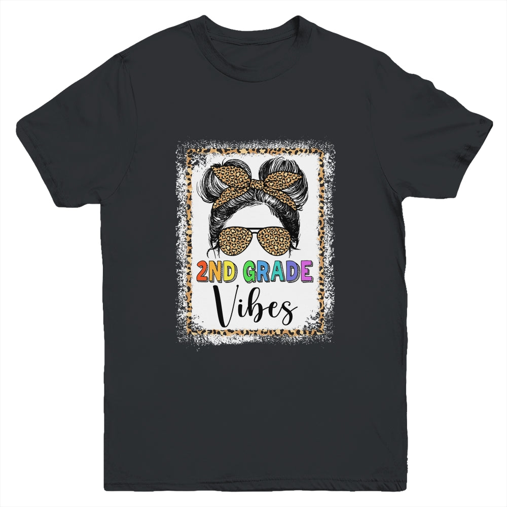 Leopard Messy Bun Bleached Girls 2nd Grade Back To School Youth Youth Shirt | Teecentury.com