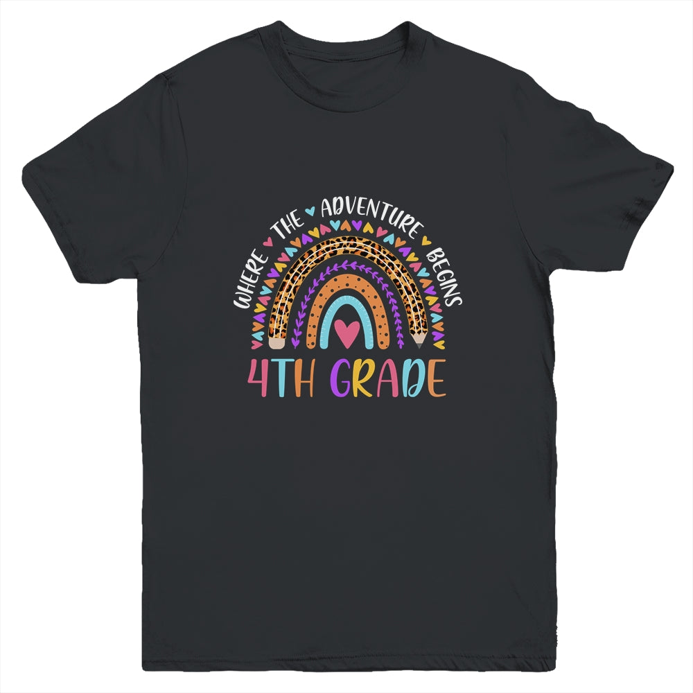 Leopard Rainbow 4th Grade Kids Where The Adventure Begins Youth Youth Shirt | Teecentury.com