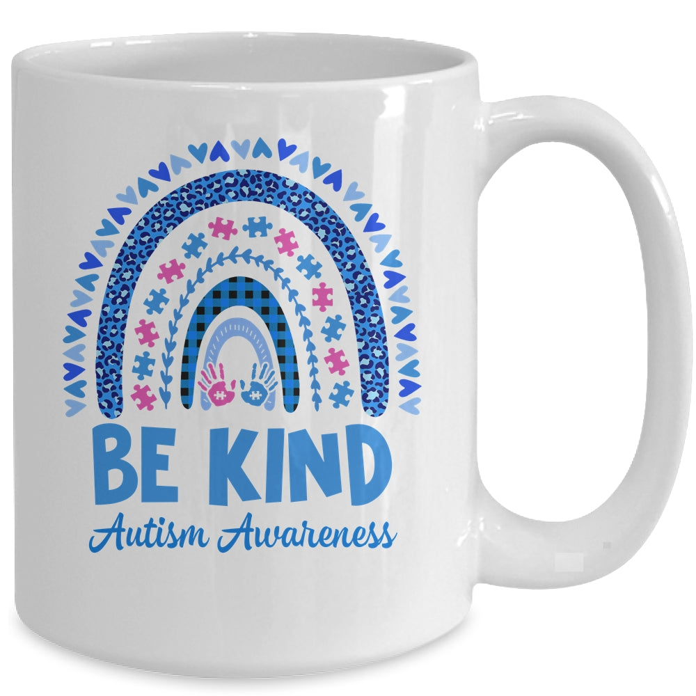 Leopard Rainbow Be Kind Autism Awareness Month Hand Mug | teecentury