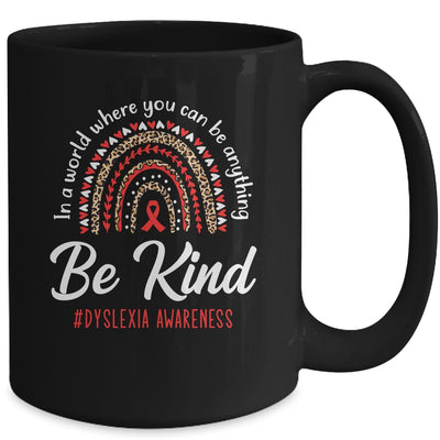 Leopard Rainbow Be Kind Red Ribbon Dyslexia Awareness Mug | teecentury