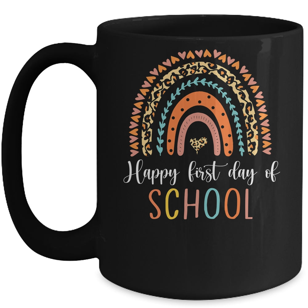 Leopard Rainbow Kindergarten Teacher First Day Of School Mug Coffee Mug | Teecentury.com