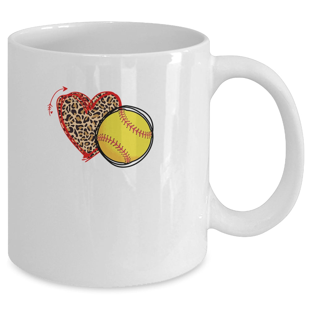 Leopard Softball Love Heart Softball Lover Softball Season Mug Coffee Mug | Teecentury.com