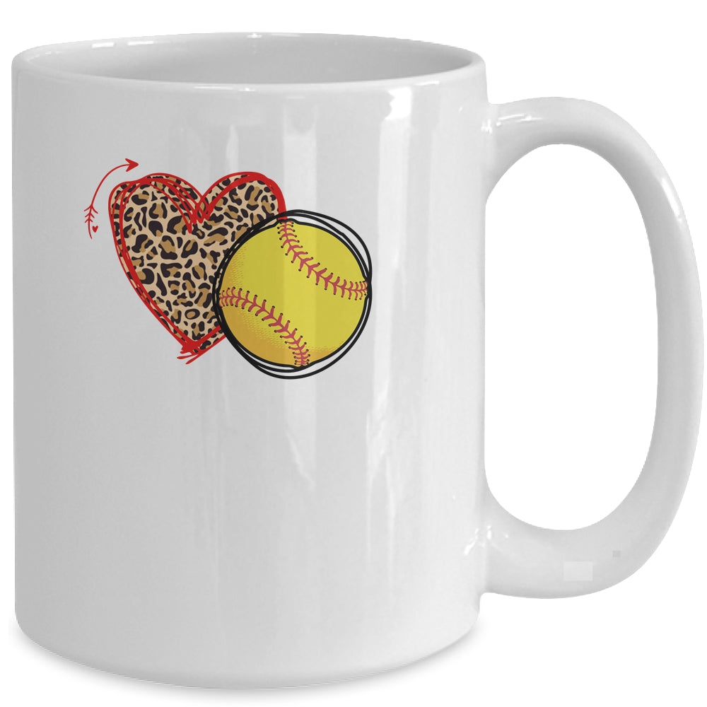 Leopard Softball Love Heart Softball Lover Softball Season Mug Coffee Mug | Teecentury.com