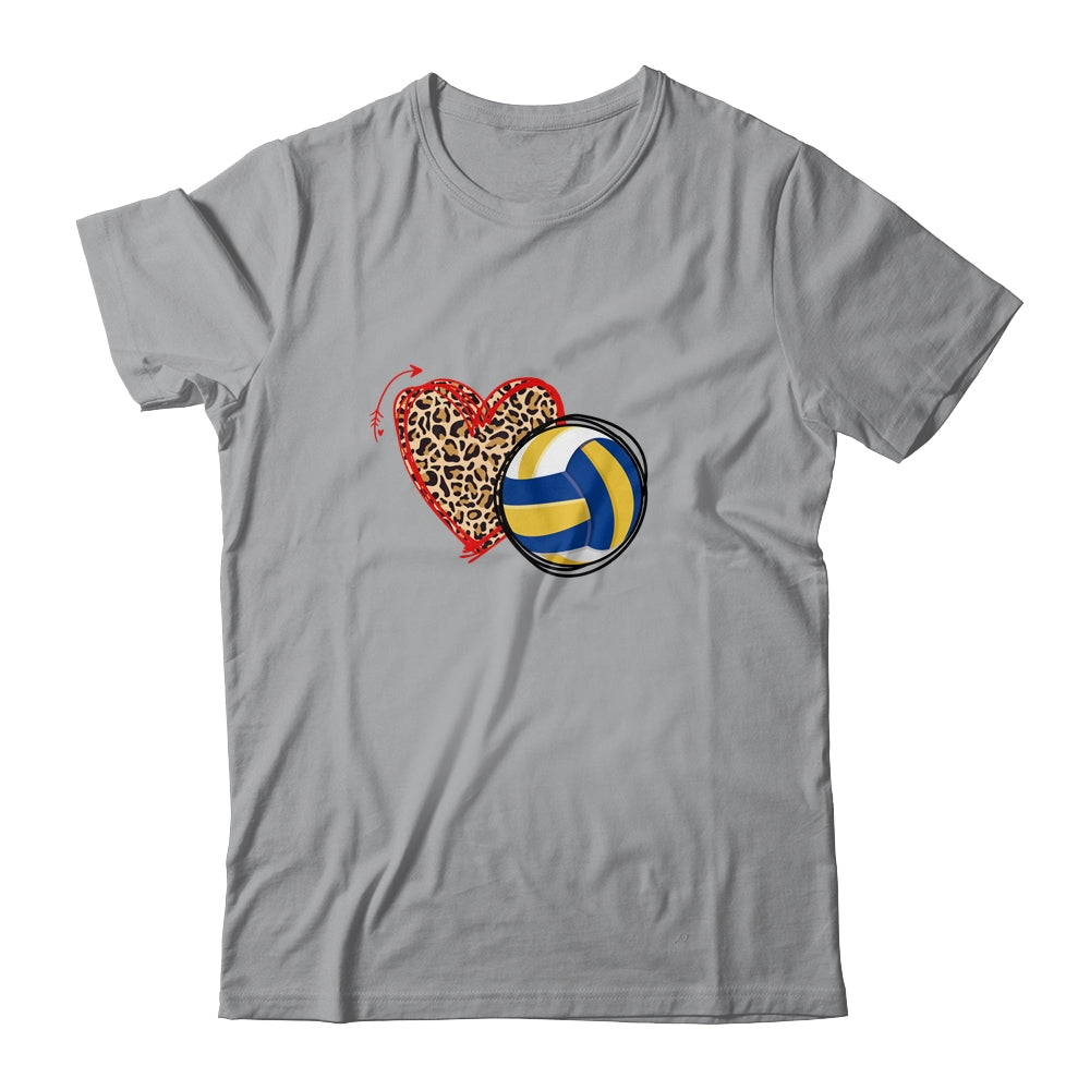 Leopard Volleyball Love Heart Volleyball Lover Volleyball Season T-Shirt & Tank Top | Teecentury.com