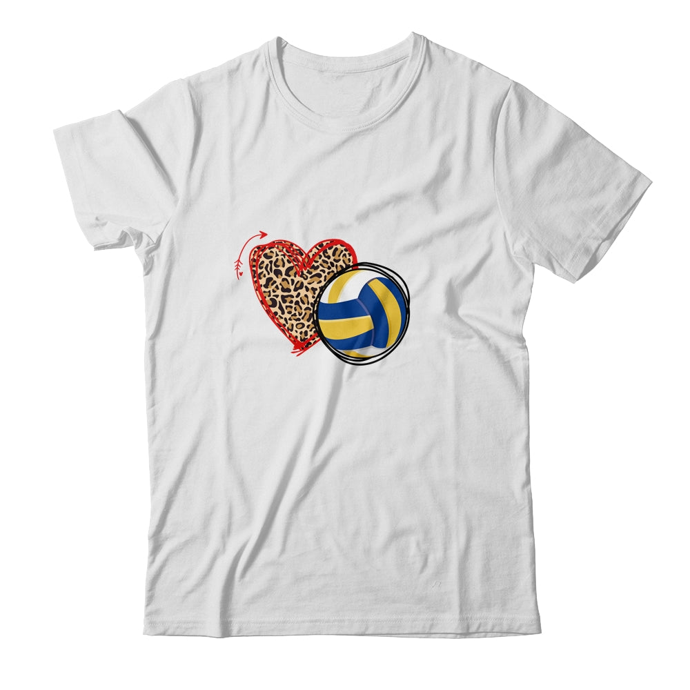 Leopard Volleyball Love Heart Volleyball Lover Volleyball Season T-Shirt & Tank Top | Teecentury.com