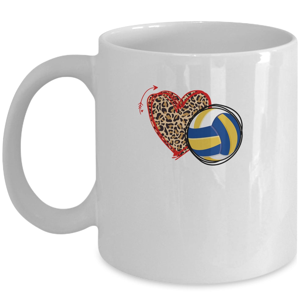 Leopard Volleyball Love Heart Volleyball Lover Volleyball Season Mug Coffee Mug | Teecentury.com