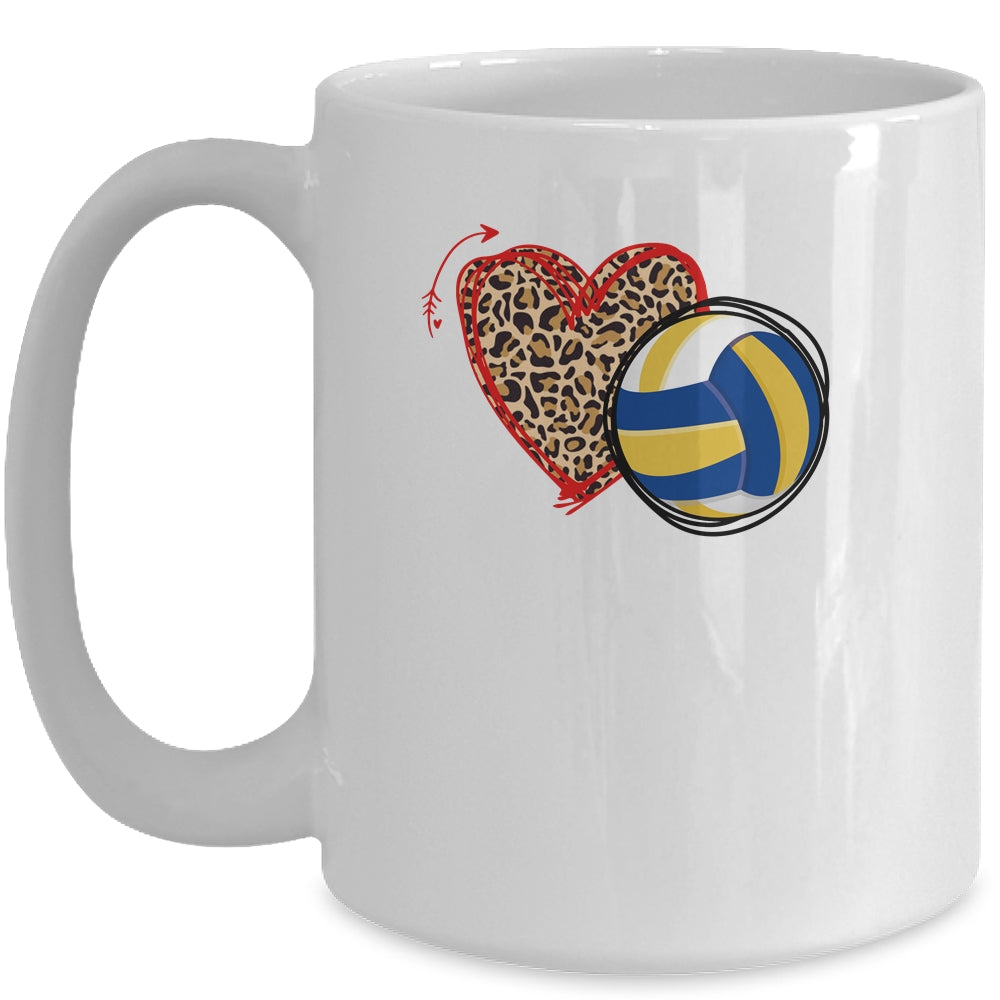 Leopard Volleyball Love Heart Volleyball Lover Volleyball Season Mug Coffee Mug | Teecentury.com