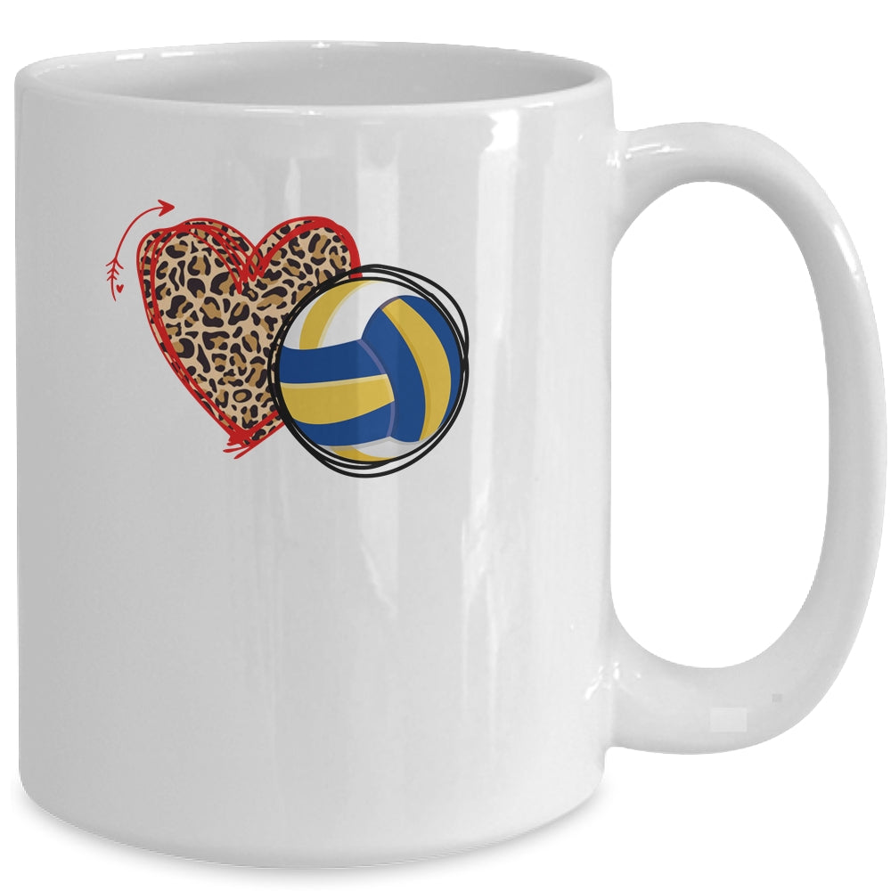 Leopard Volleyball Love Heart Volleyball Lover Volleyball Season Mug Coffee Mug | Teecentury.com