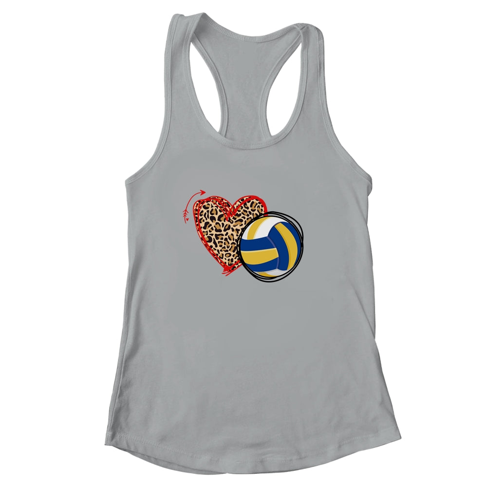 Leopard Volleyball Love Heart Volleyball Lover Volleyball Season T-Shirt & Tank Top | Teecentury.com