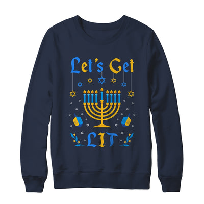 Let's Get Lit Hanukkah Jew Menorah Jewish Chanukkah T-Shirt & Sweatshirt | Teecentury.com