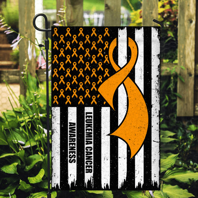 Leukemia Cancer Awareness America Flag Orange Ribbon Flag | Teecentury.com